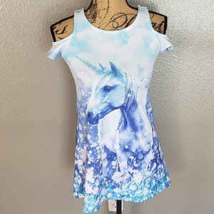 JUSTICE Unicorn cold shoulder dress (kids)